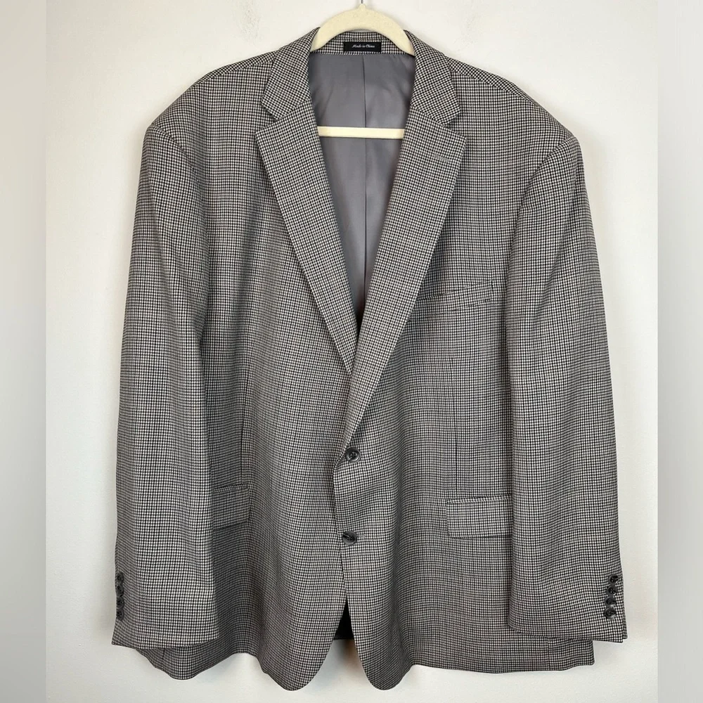 Jean Paul Germain Sport Coat LONDON Blazer Men’s 54R Gray Wool Houndstooth